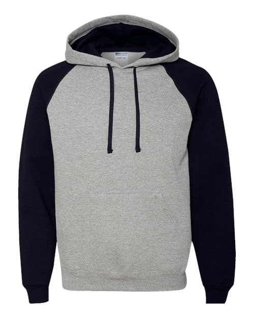Unisex Nublend® Colorblocked Raglan Hooded Sweatshirt — Oxford/ Black