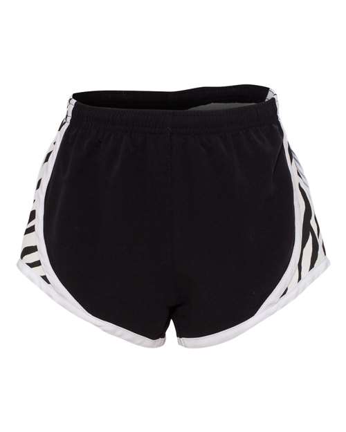 Girls’ Velocity 2 1/4" Running Shorts — Black/ White/ Zebra