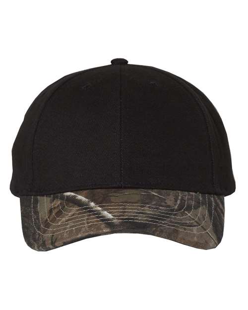 Solid Crown with Camo Bill Cap — Black/ Realtree AP