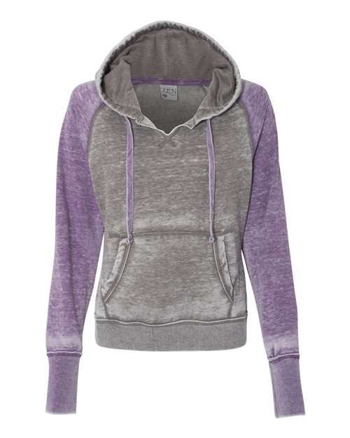 Women's Zen Fleece Raglan Hooded Sweatshirt — Cement/ Very Berry