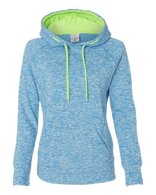 Women’s Cosmic Fleece Hooded Sweatshirt — Electric Blue/ Neon Green