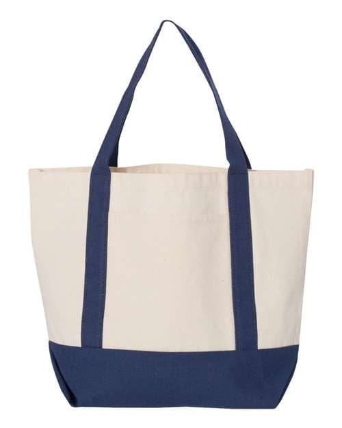 Seaside Boater Tote — Natural/ Navy
