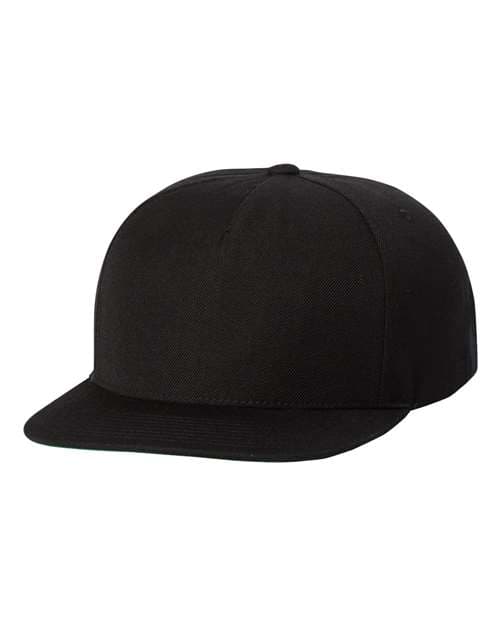 Premium Five-Panel Snapback Cap — Black