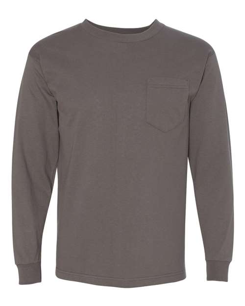 Unisex USA-Made Long Sleeve Pocket T-Shirt — Charcoal