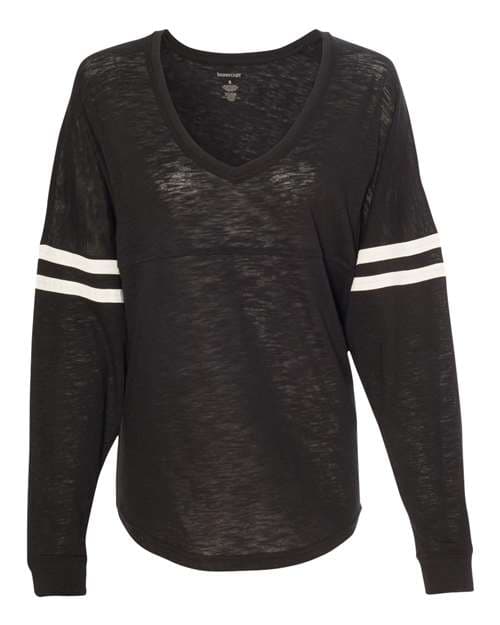 Women’s Slub Jersey Varsitee V-Neck Long Sleeve T-Shirt