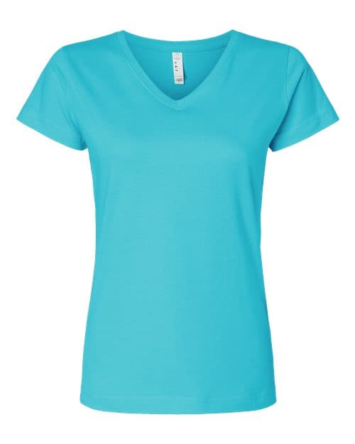 Women's Fine Jersey V-Neck Tee — Caribbean