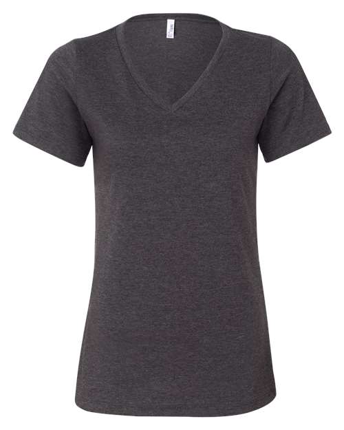 Women's Relaxed Heather CVC V-Neck Tee — Dark Grey Heather