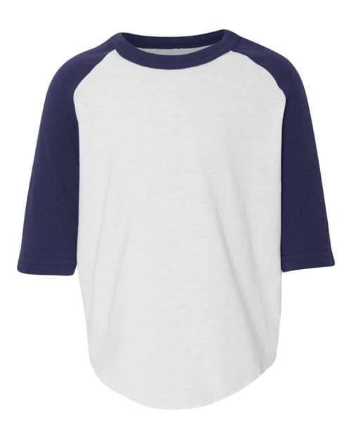 Toddler Three-Quarter Sleeve Baseball Jersey — White/ Navy