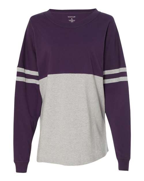 Women's Jersey Pom Pom Long Sleeve T-Shirt — Purple/ Oxford