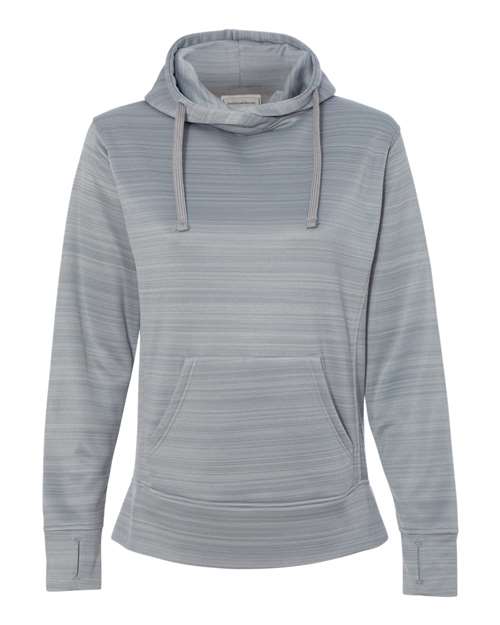 Women's Odyssey Striped Performance Fleece Lapover Hooded Sweatshirt — Quarry