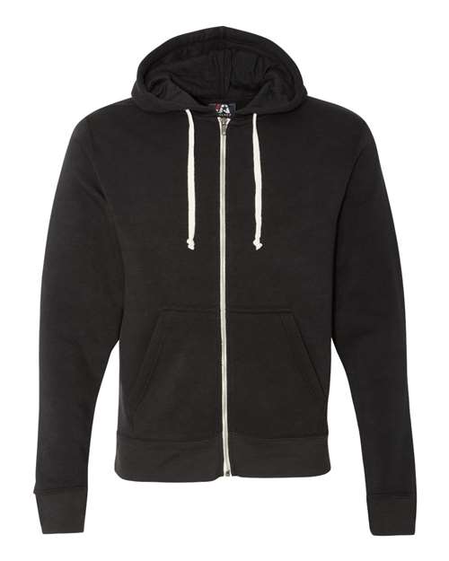 Men's Triblend Full-Zip Hooded Sweatshirt — Black Solid