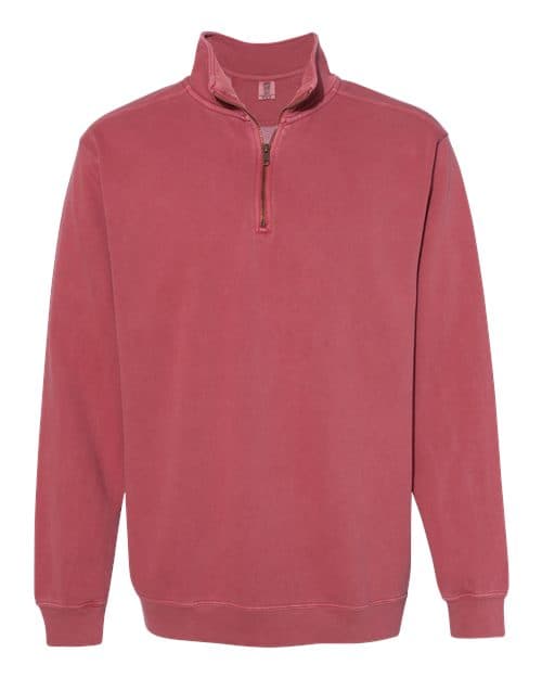 Unisex Garment-Dyed Quarter-Zip Sweatshirt — Crimson