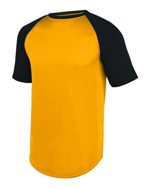 Youth Wicking Short Sleeve Baseball Jersey — Gold/ Black