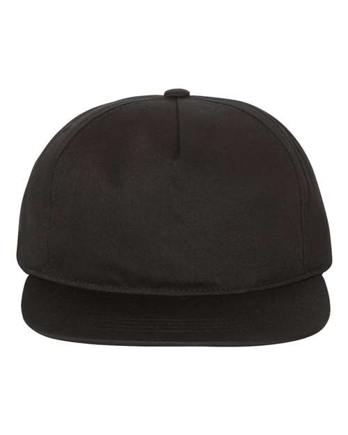 Lightly-Structured Five-Panel Snapback Cap — Black