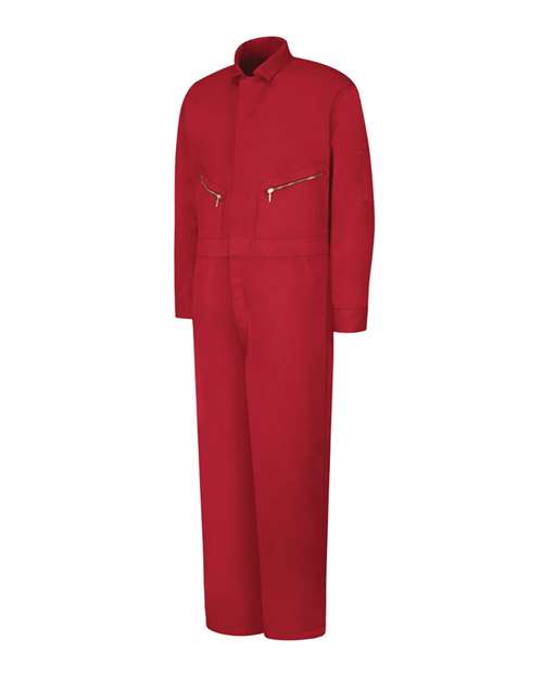 Men's Zip-Front Cotton Coverall — Red