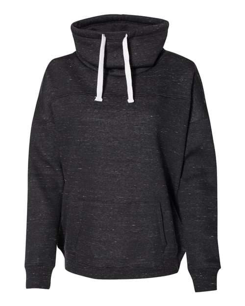 Women’s Mélange Fleece Cowl Neck Sweatshirt — Black