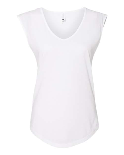 Women's Festival Sleeveless Deep V-Neck T-Shirt — White