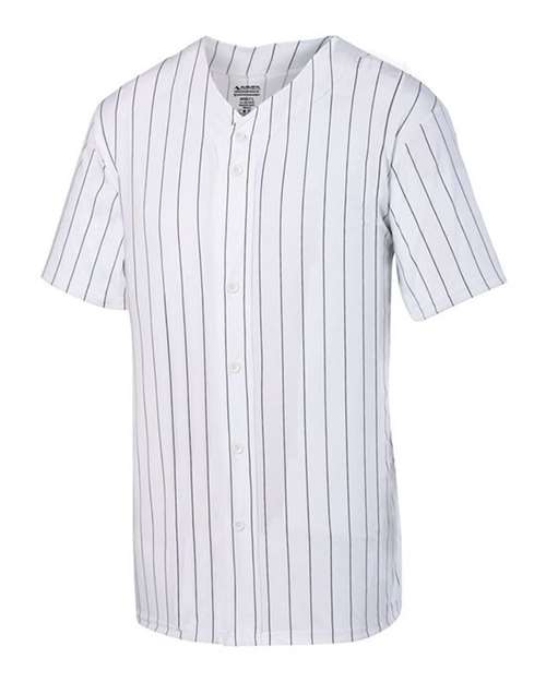 Unisex Pinstripe Full Button Baseball Jersey — White/ Black