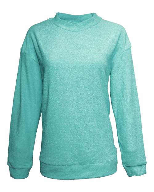 Women's Weekend Terry Mock Neck Pullover — Turquoise