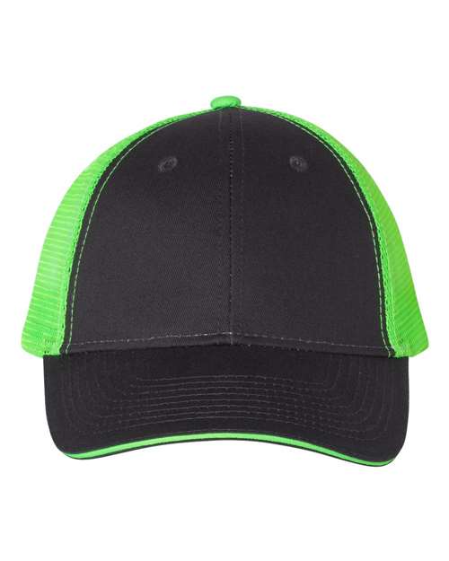Sandwich Trucker Cap — Charcoal/ Neon Green