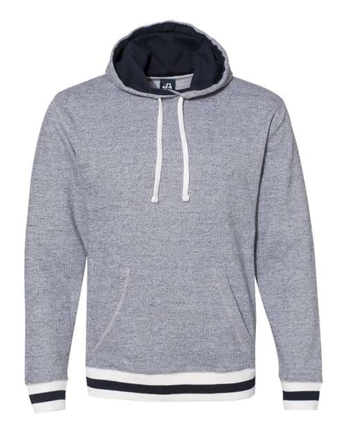 Unisex Peppered Fleece Lapover Hooded Sweatshirt — Pepper/ Navy