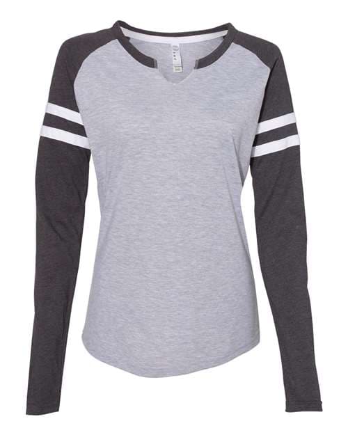 Women's Fine Jersey Mash Up Long Sleeve T-Shirt — Vintage Heather/ Vintage Navy