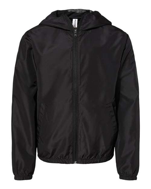 Youth Lightweight Windbreaker Full-Zip Jacket — Black