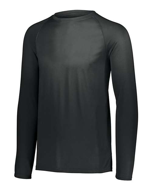 Youth Attain Wicking Long Sleeve Shirt — Black