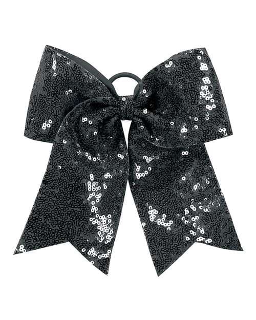 Sequin Cheer Hair Bow — Black
