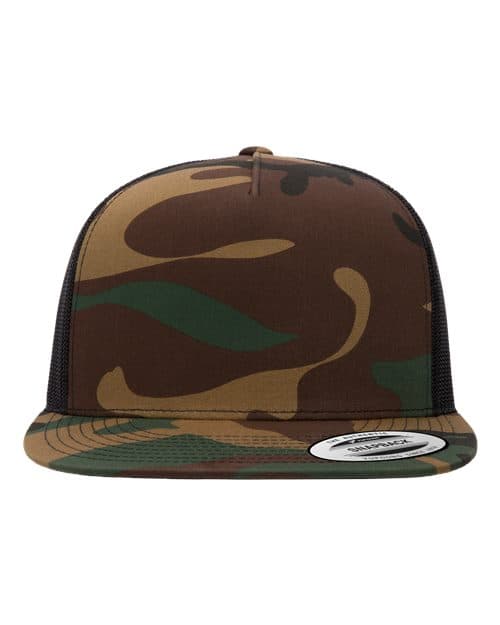 Classic Five-Panel Trucker Cap — Green Camo/ Black