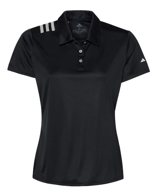 Women's 3-Stripes Shoulder Polo — Black/ White