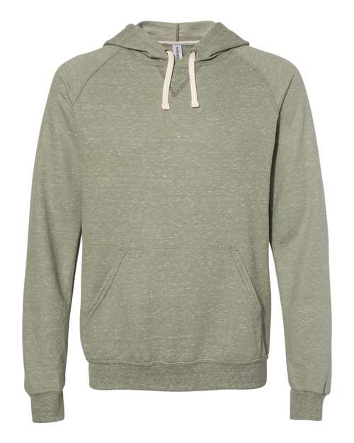 Unisex Snow Heather French Terry Raglan Hooded Sweatshirt — Military Green