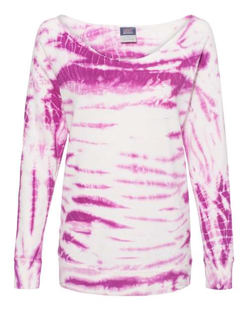 Women's French Terry Off-the-Shoulder Tie-Dyed Sweatshirt — Dragonfruit