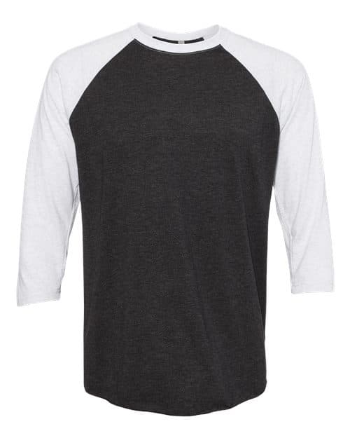 Unisex Triblend Three-Quarter Raglan T-Shirt — Heather White/ Vintage Black