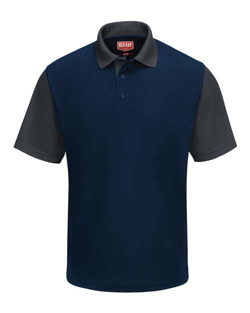 Men's Performance Knit Color-Block Polo — Navy/ Charcoal