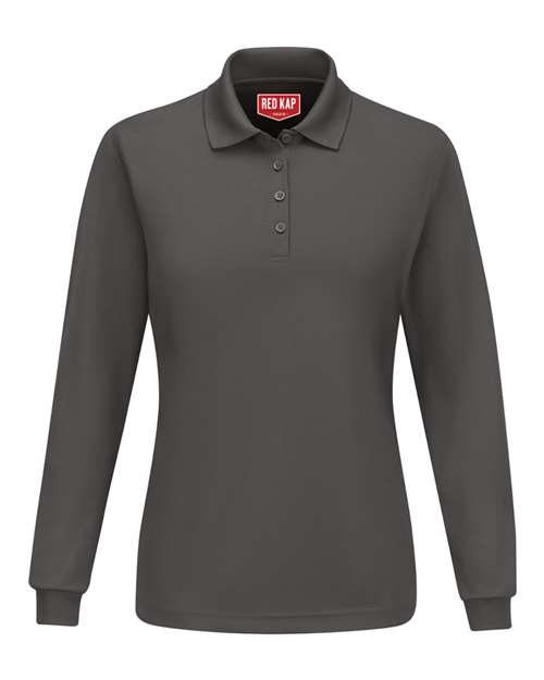 Women's Long Sleeve Performance Knit Polo — Charcoal
