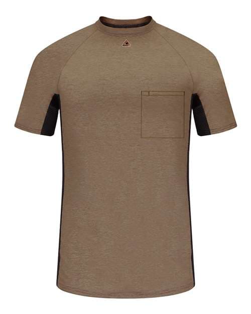Men's FR Two-Tone Base Layer with Concealed Chest Pocket- EXCEL FR — Khaki