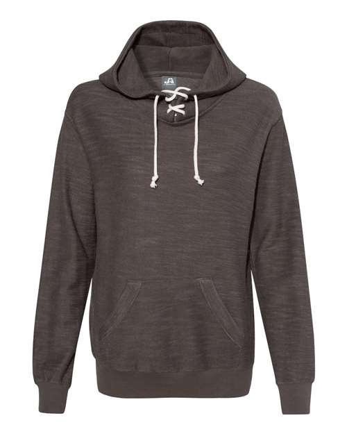 Women’s French Terry Sport Lace Scuba Hooded Sweatshirt — Charcoal