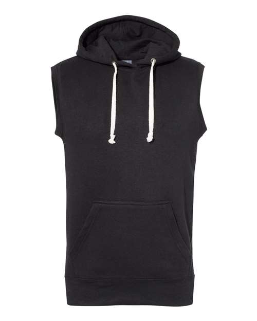 Men's Triblend Sleeveless Hooded Sweatshirt — Solid Black