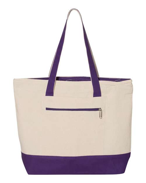19L Zippered Tote — Natural/ Purple