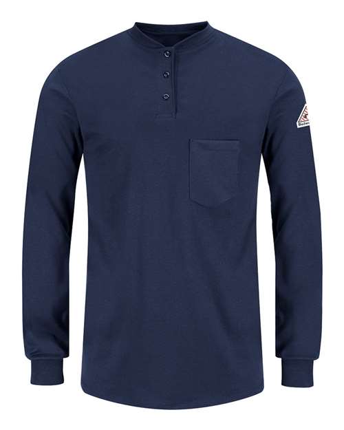 Women's Long Sleeve Tagless Henley Shirt — Navy