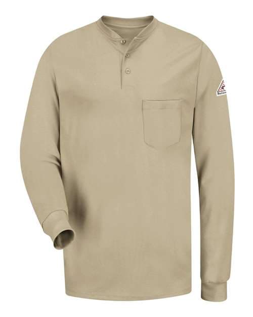 Men's Tall Long Sleeve Tagless Henley Shirt