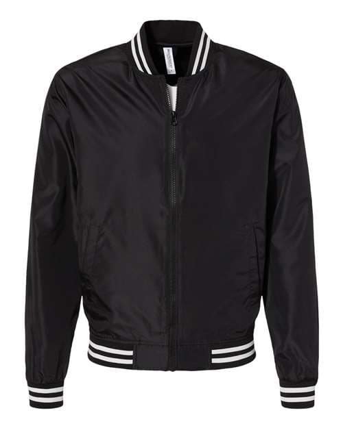 Unisex Lightweight Bomber Jacket — Black/ White Stripe