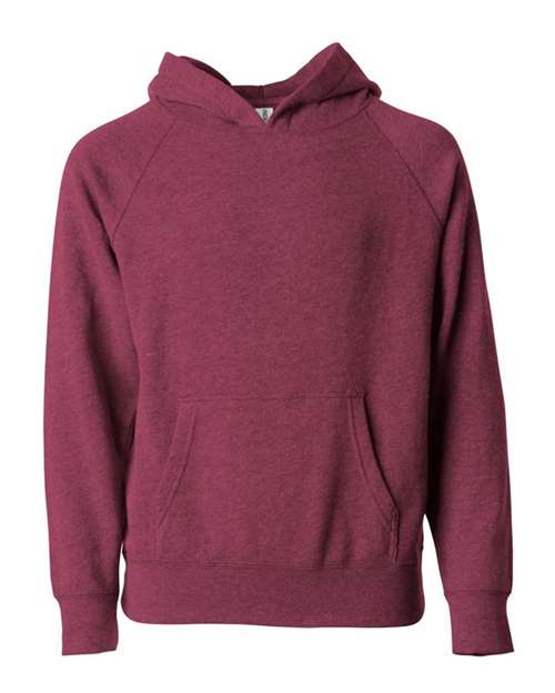 Youth Lightweight Special Blend Raglan Hooded Sweatshirt — Crimson