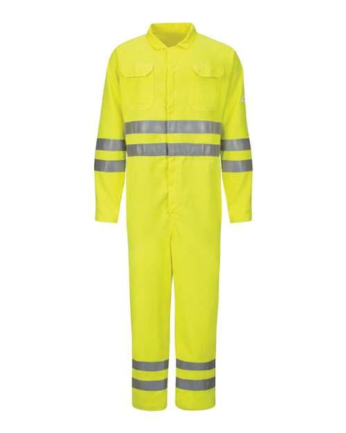 Men's Hi-Vis Deluxe Coverall with Reflective Trim - CoolTouch® 2 - 7 oz. — HV-Fluorescent Yellow/ Green