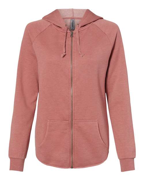 Women's California Wave Wash Full-Zip Hooded Sweatshirt — Dusty Rose