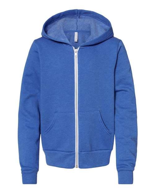 Youth Sponge Fleece Full-Zip Hoodie Sweatshirt — Heather True Royal