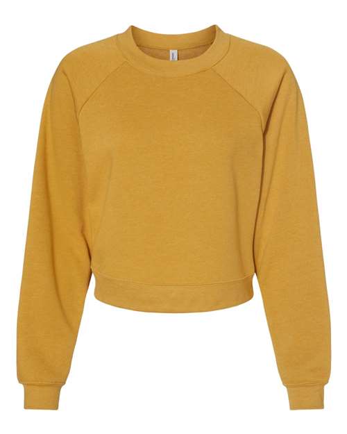 Women's Crop Raglan Crewneck Sweatshirt — Heather Mustard