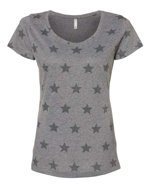 Women's Star Print Scoop Neck Tee — Granite Heather Star