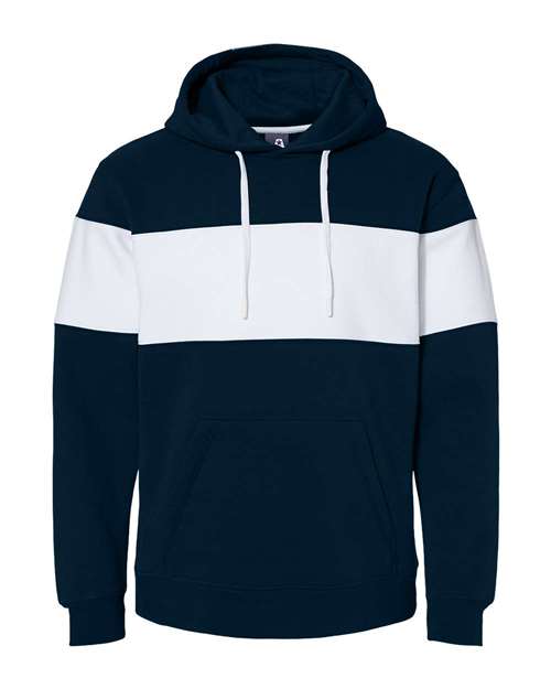 Men's Varsity Fleece Colorblocked Hooded Sweatshirt — Navy